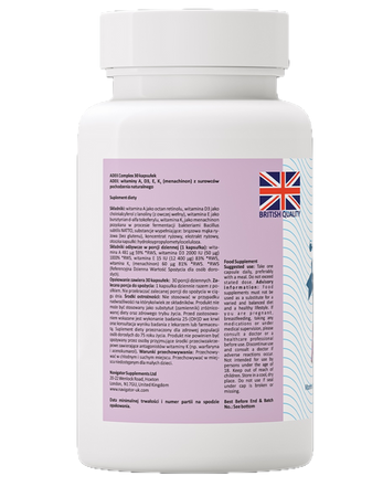 NAVIGATOR ADEK witamina A D3 E K2 MK-7 30 kaps. +GRATIS