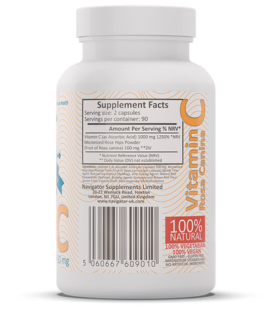 NAVIGATOR Witamina C 500mg 50mg Dzika róża 180 kapsułek