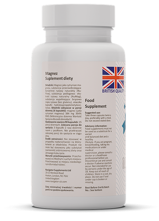 NAVIGATOR Magnesium Cytrynian Magnezu 400mg 180 kaps.