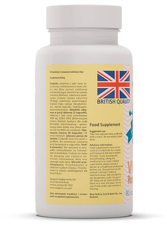 NAVIGATOR Witamina C 500mg 50mg Dzika róża 90 kapsułek