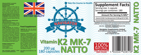 NAVIGATOR Witamin K2 MK-7 NATTO 200 μg 180 kaps.